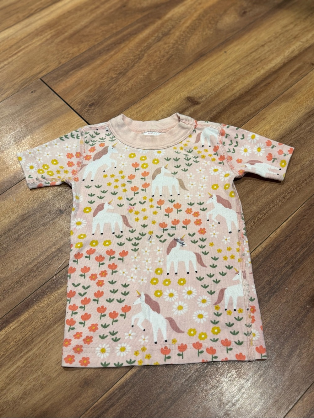 Pink Unicorn Floral Short Sleeve Toddler Dress